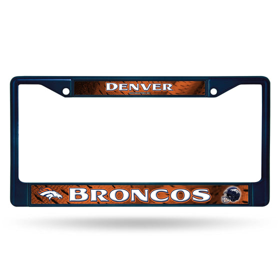 Denver BRONCOS NAVY COLORED CHROME FRAME (Rico) - 757 Sports Collectibles