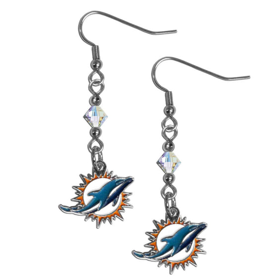 Miami Dolphins Crystal Dangle Earrings (SSKG) - 757 Sports Collectibles