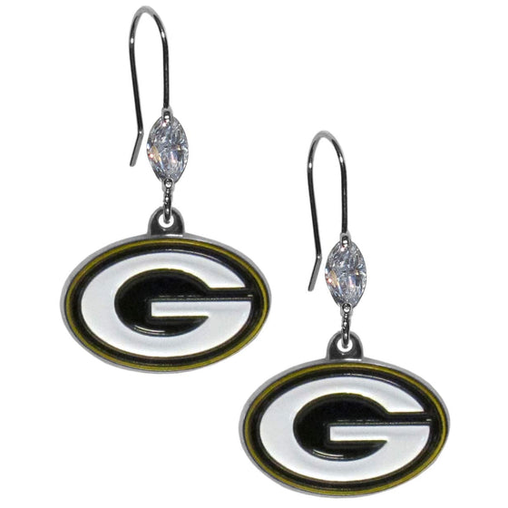 Green Bay Packers Crystal Dangle Earrings (SSKG) - 757 Sports Collectibles