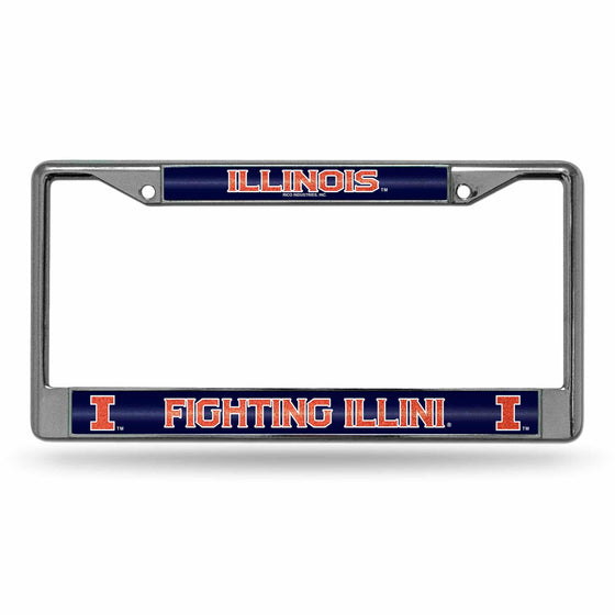 ILLINOIS Fighting Illini BLING CHROME FRAME (Rico) - 757 Sports Collectibles