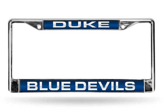 DUKE BLUE DEVILS BLUE LASER CUT CHROME LICENSE PLATE FRAME - 757 Sports Collectibles