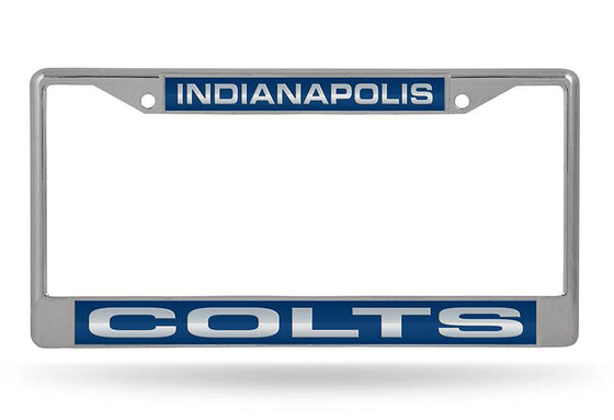 INDIANAPOLIS COLTS LASER CUT CHROME LICENSE PLATE FRAME - 757 Sports Collectibles