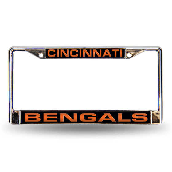 Cincinnati BENGALS BLK LASER CHROME FRAME (Rico) - 757 Sports Collectibles