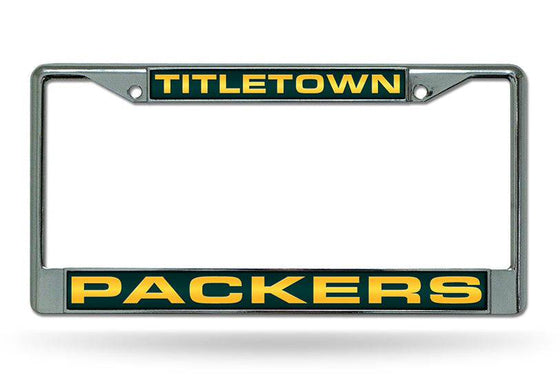 GREEN BAY PACKERS “TITLETOWN” LASER CUT CHROME LICENSE PLATE FRAME - 757 Sports Collectibles