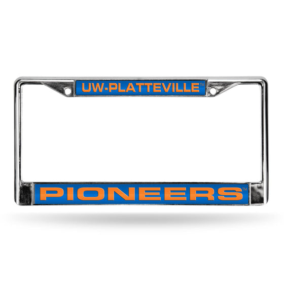 WISCONSIN PLATTEVILLE FCL LICENSE PLATE FRAME (CHROME LASER) (Rico) - 757 Sports Collectibles