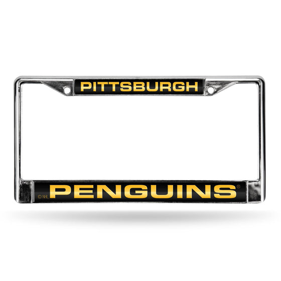 Pittsburgh PENGUINS BLACK/GOLD LASER CHROME FRAME (Rico) - 757 Sports Collectibles