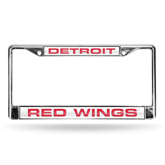 Detroit RED WINGS LASER CHROME FRAME  - WHITE BACKGROUND WITH RED LETTERS (Rico) - 757 Sports Collectibles