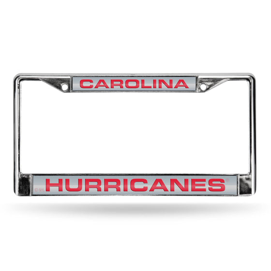 CAROLINA HURRICANES LASER CHROME FRAME  - SILVER BACKGROUND WITH RED LETTERS (Rico) - 757 Sports Collectibles