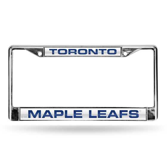 MAPLE LEAFS ® LASER CHROME FRAME  - WHITE BACKGROUND WITH ROYAL BLUE LETTERS (Rico) - 757 Sports Collectibles