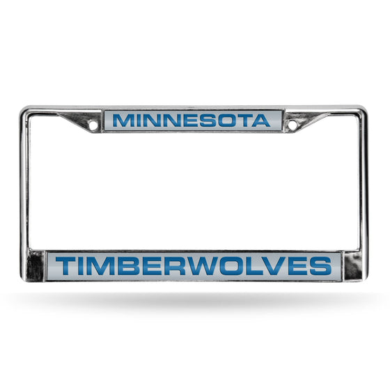 MINNESOTA TIMBERWOLVES LASER CHROME FRAME  - SILVER BACKGROUND WITH ROYAL LETTERS (Rico) - 757 Sports Collectibles