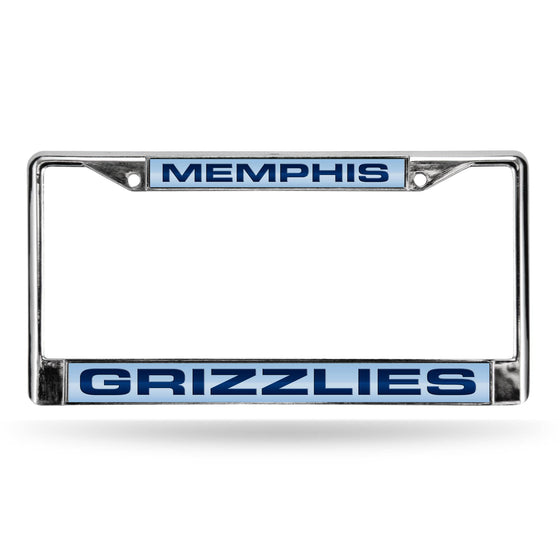 MEMPHIS GRIZZLIES LASER CHROME FRAME  - LIGHT BLUE BACKGROUND WITH NAVY LETTERS (Rico) - 757 Sports Collectibles