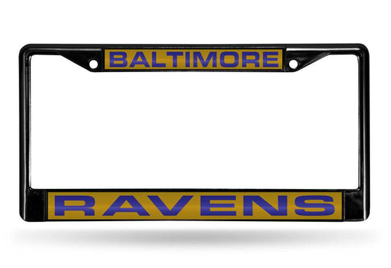 BALTIMORE RAVENS BLACK LASER CUT CHROME LICENSE PLATE FRAME - 757 Sports Collectibles