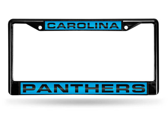 CAROLINA PANTHERS BLACK LASER CUT CHROME LICENSE PLATE FRAME - 757 Sports Collectibles