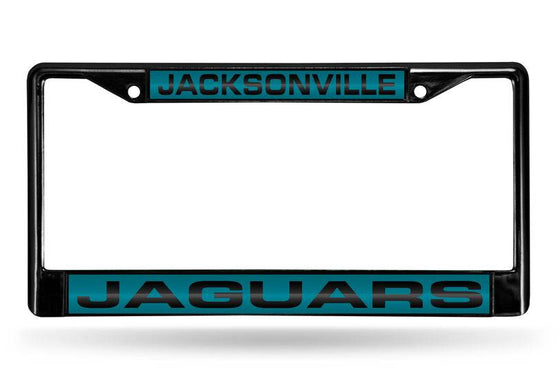 JACKSONVILLE JAGUARS BLACK LASER CUT CHROME LICENSE PLATE FRAME - 757 Sports Collectibles