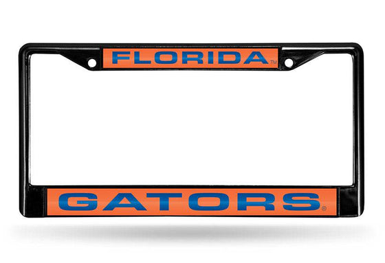 FLORIDA GATORS BLACK LASER CUT CHROME LICENSE PLATE FRAME - 757 Sports Collectibles