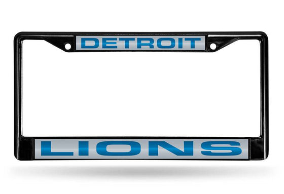 DETROIT LIONS BLACK LASER CUT CHROME LICENSE PLATE FRAME - 757 Sports Collectibles