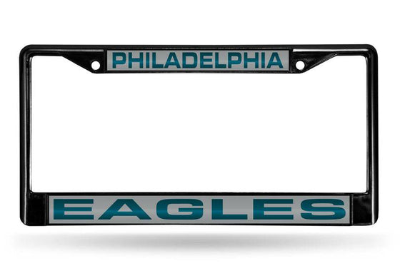 PHILADELPHIA EAGLES BLACK LASER CUT CHROME LICENSE PLATE FRAME - 757 Sports Collectibles