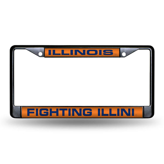 ILLINOIS Fighting Illini BLACK LASER CHROME FRAME (Rico) - 757 Sports Collectibles