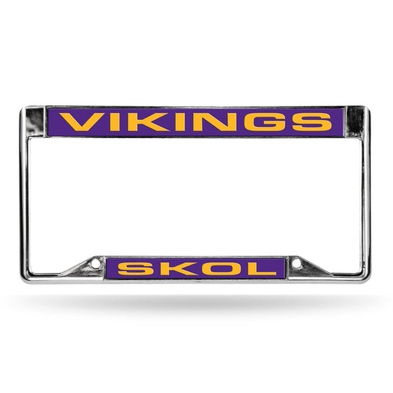 Minnesota VIKINGS "SKOL" INVERTED LASER CHROME FRAME (Rico) - 757 Sports Collectibles