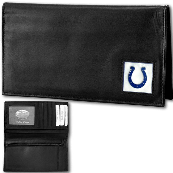 Indianapolis Colts Deluxe Leather Checkbook Cover (SSKG) - 757 Sports Collectibles