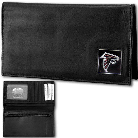 Atlanta Falcons Deluxe Leather Checkbook Cover (SSKG) - 757 Sports Collectibles