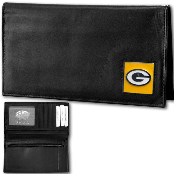 Green Bay Packers Deluxe Leather Checkbook Cover (SSKG) - 757 Sports Collectibles