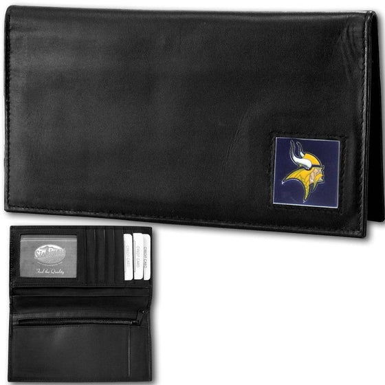 Minnesota Vikings Deluxe Leather Checkbook Cover (SSKG) - 757 Sports Collectibles