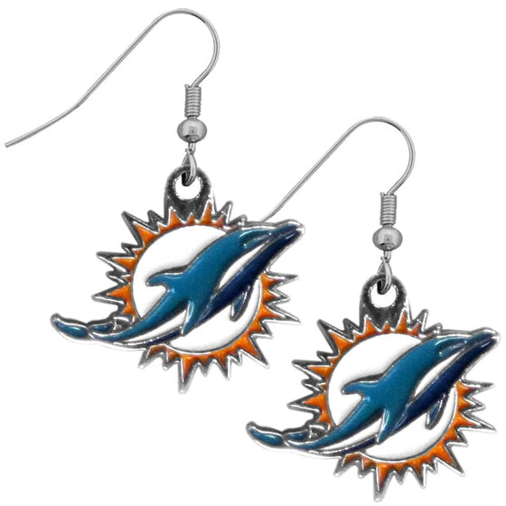 Miami Dolphins Chrome Dangle Earrings (SSKG) - 757 Sports Collectibles