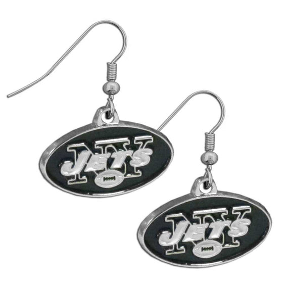 New York Jets Chrome Dangle Earrings (SSKG) - 757 Sports Collectibles