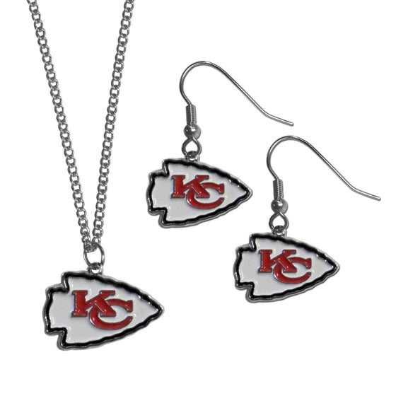 Kansas City Chiefs Dangle Earrings and Chain Necklace Set (SSKG) - 757 Sports Collectibles