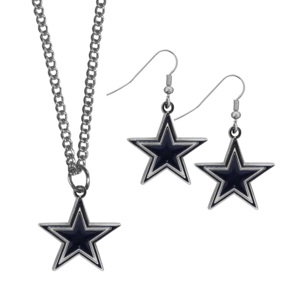 Dallas Cowboys Dangle Earrings and Chain Necklace Set (SSKG) - 757 Sports Collectibles