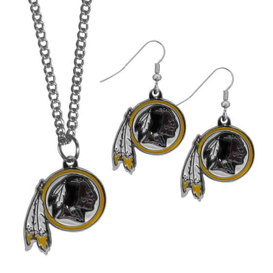 Washington Redskins Dangle Earrings and Chain Necklace Set (SSKG) - 757 Sports Collectibles