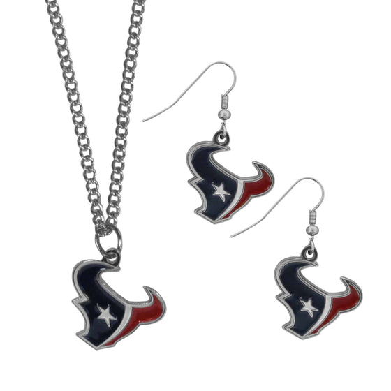 Houston Texans Dangle Earrings and Chain Necklace Set (SSKG) - 757 Sports Collectibles