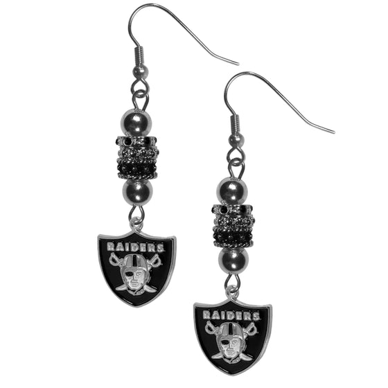 Oakland Raiders Euro Bead Earrings (SSKG) - 757 Sports Collectibles