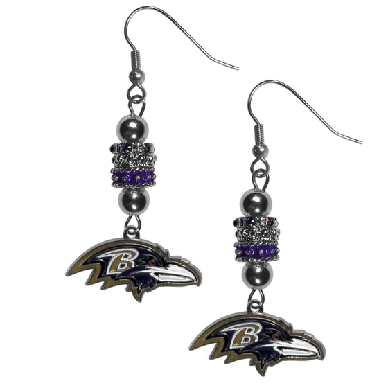 Baltimore Ravens Euro Bead Earrings (SSKG) - 757 Sports Collectibles