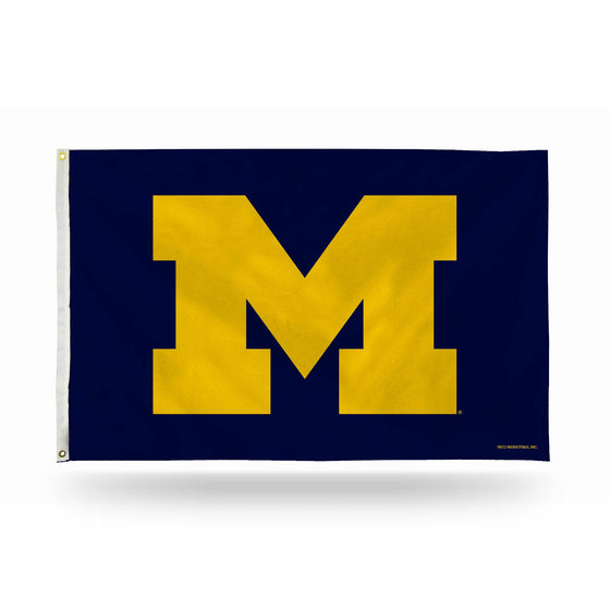 MICHIGAN BANNER FLAG - YELLOW "M" ON NAVY BACKGROUND (Rico) - 757 Sports Collectibles