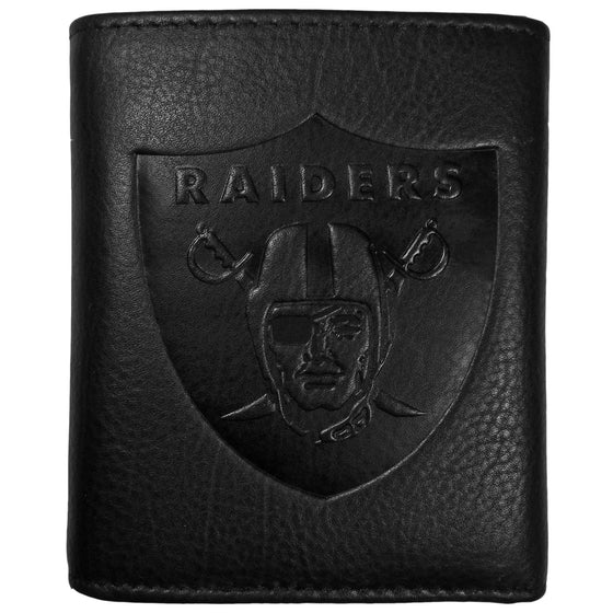 Oakland Raiders Embossed Leather Tri-fold Wallet (SSKG) - 757 Sports Collectibles