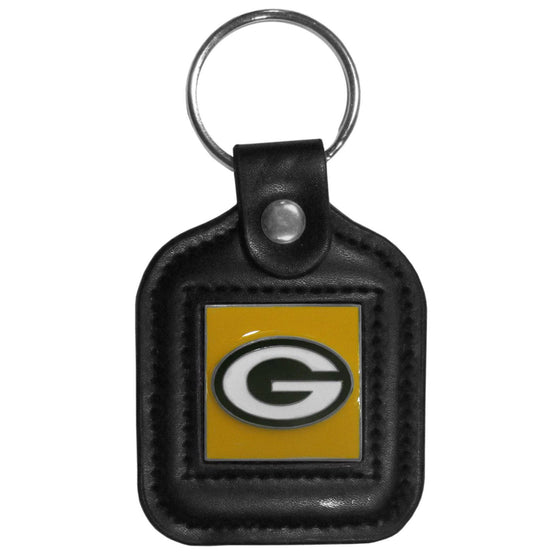 Green Bay Packers Square Leatherette Key Chain (SSKG) - 757 Sports Collectibles