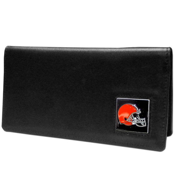 Cleveland Browns Leather Checkbook Cover (SSKG) - 757 Sports Collectibles