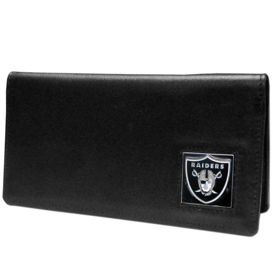 Oakland Raiders Leather Checkbook Cover (SSKG) - 757 Sports Collectibles