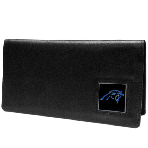 Carolina Panthers Leather Checkbook Cover (SSKG) - 757 Sports Collectibles