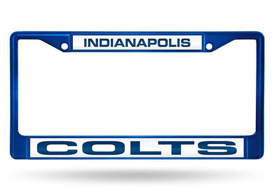 INDIANAPOLIS COLTS BLUE LASER CUT CHROME LICENSE PLATE FRAME - 757 Sports Collectibles