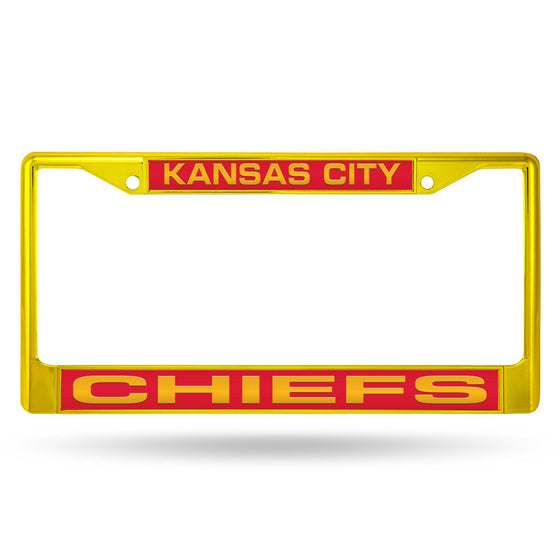 Kansas City CHIEFS YELLOW LASER COLORED CHROME FRAME (Rico) - 757 Sports Collectibles