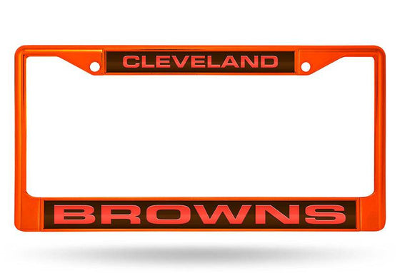 CLEVELAND BROWNS ORANGE LASER CUT CHROME LICENSE PLATE FRAME - 757 Sports Collectibles