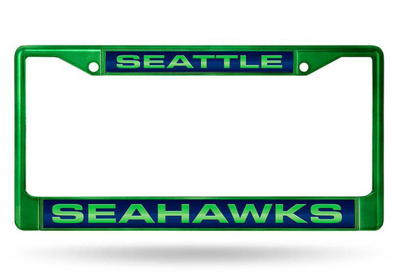 SEATTLE SEAHAWKS LASER CUT COLORED CHROME LICENSE PLATE FRAME - 757 Sports Collectibles