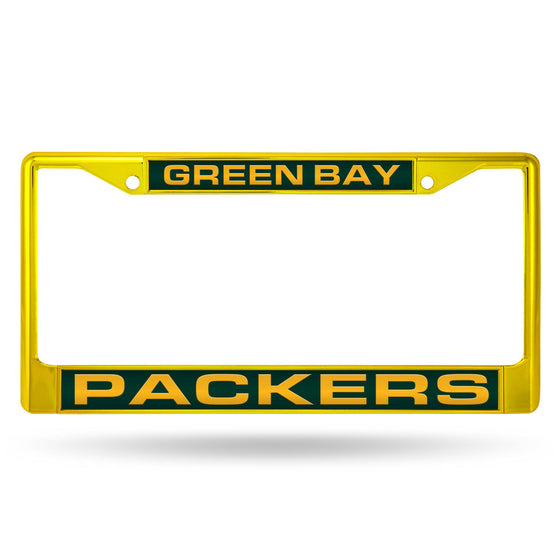 Green Bay PACKERS YELLOW LASER COLORED CHROME FRAME (Rico) - 757 Sports Collectibles