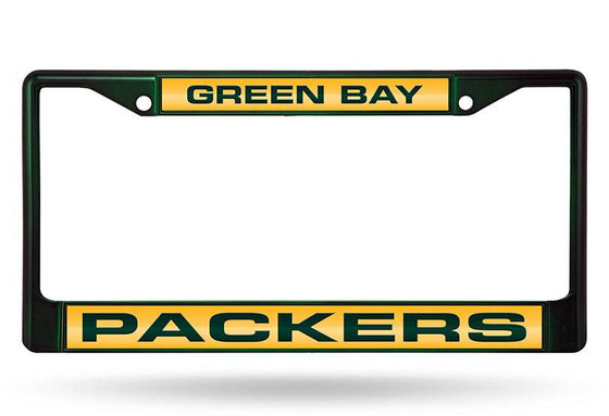 GREEN BAY PACKERS GREEN LASER CUT CHROME LICENSE PLATE FRAME - 757 Sports Collectibles