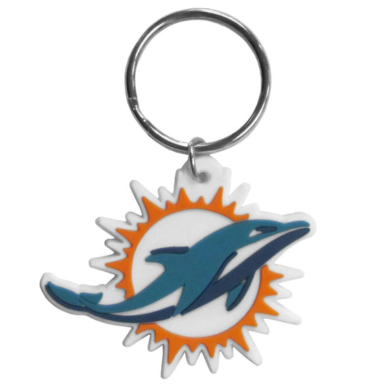 Miami Dolphins Flex Rubber Logo Key Chain Ring - 757 Sports Collectibles