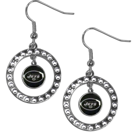 New York Jets Rhinestone Hoop Earrings (SSKG) - 757 Sports Collectibles