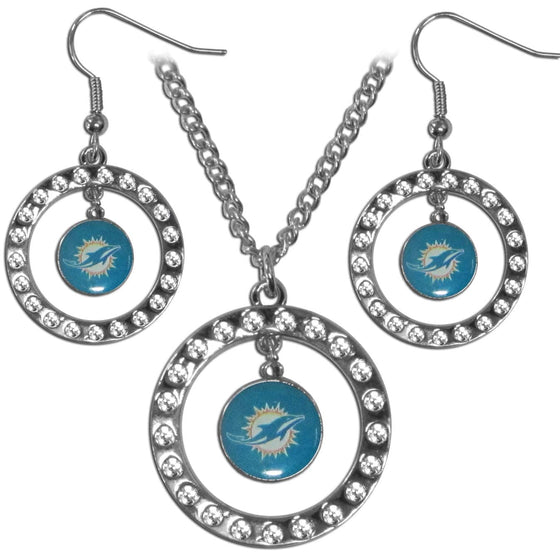 Miami Dolphins Rhinestone Hoop Jewelry Set (SSKG) - 757 Sports Collectibles